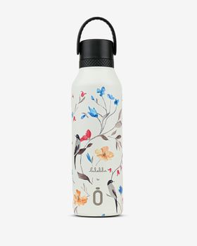 Trinkflasche Runbott Mii 60 in Creme mit Feather-Motiv von Lulalila, 600 ml, schwarzer Deckel mit Trageschlaufe Trinkflasche Runbott Mii 60 in Creme mit Feather-Motiv von Lulalila, 600 ml, schwarzer Deckel mit Trageschlaufe