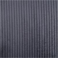 Cord Polsterstoff Möbelstoff Breitcord Baby Rib navy dunkelblau 1,45m breit Detailaufnahme von grauem Stoff mit vertikalem Rillenmuster in Nahansicht.