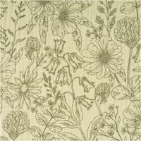 Musselin Stoff Baumwollstoff Blumen Blätter khaki grün 1,50m Breite Detailaufnahme eines cremefarbenen Stoffes mit feinem floralen Muster in Grau.
