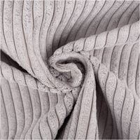 Cord Polsterstoff Möbelstoff Breitcord Baby Rib grau 1,45m breit Detailaufnahme eines grauen Stoffes mit Rippstruktur und weicher Textur in Nahansicht.