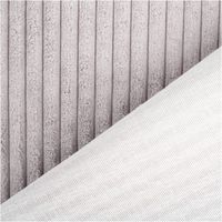 Cord Polsterstoff Möbelstoff Breitcord Baby Rib grau 1,45m breit Detailaufnahme des Cordstoffs mit weicher Textur und Rückseite in hellem Beige.