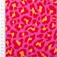 95659-Musselin-Stoff-Leoparden-pink-orange-1-50m-Breite-95659-3.jpg Musselin Stoff Leoparden pink orange mit Maßstab zur Darstellung der Größe des Musters.