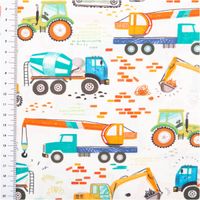 95661-Baumwollstoff-Popeline-Traktoren-Bagger-wollweiss-bunt-1-45m-Breite-95661-3.jpg Baumwollstoff mit bunten Baustellenfahrzeugen auf Wollweiß und Maßstab zur Darstellung der Motivgröße.