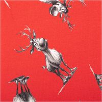 Nahaufnahme des French Terry Hirsche rot: gezeichneter Hirsch in Schwarz und Creme