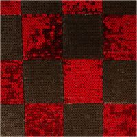 Paillettenstoff Karo Mesh Tüll Kostümstoff rot schwarz 1,25m Breite rote und schwarze Pailletten in Karomuster als Detailaufnahme auf Mesh Tüll