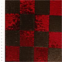 Paillettenstoff Karo Mesh Tüll Kostümstoff rot schwarz 1,25m Breite rote und schwarze Pailletten auf Mesh-Stoff als Karomuster, mit Maßband am linken Rand