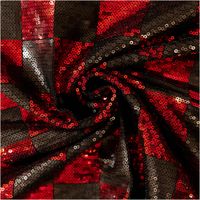 Paillettenstoff Karo Mesh Tüll Kostümstoff rot schwarz 1,25m Breite Paillettenstoff in rot und schwarz mit Karomuster, zu einer Spirale gedreht und glänzend