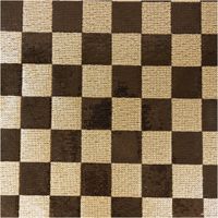 Paillettenstoff Karo Mesh Tüll Kostümstoff gold schwarz 1,25m Breite Paillettenstoff mit Schachbrett-Karo aus goldenen und schwarzen Pailletten, flach ausgebreitet