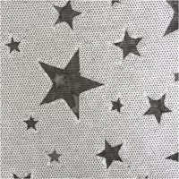 Paillettenstoff Sterne Mesh Tüll silber schwarz 1,25m Breite Mesh Tüll in Schwarz mit silbernen Sternen aus Pailletten, Detailansicht des Stoffmusters