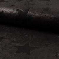 Paillettenstoff Sterne schwarz Schwarzer transparenter Mesh-Tüll mit schwarzen Pailletten und Sternenmuster Ton in Ton.