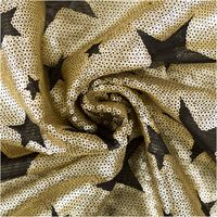 Paillettenstoff Sterne Mesh Tüll gold schwarz 1,25m Breite Mesh Tüll in Schwarz mit goldenen Paillettenstern-Motiven zur Spirale gedreht