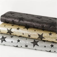 Paillettenstoff Sterne Mesh Tüll gold schwarz 1,25m Breite drei Stoffstapel aus Mesh Tüll mit Sternen aus Pailletten in Schwarz, Gold und Silber übereinander gelegt