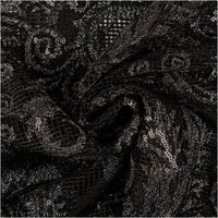 Paillettenstoff Ornamente Spitze silber schwarz 1,25m Breite schwarzer Spitzenstoff mit silbernen Pailletten, Ornamentmuster, glänzend und zur Spirale gelegt