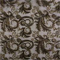 Paillettenstoff Ornamente Spitze gold schwarz 1,25m Breite Nahaufnahme von schwarzer Spitze mit goldenen Pailletten und ornamentalen Mustern