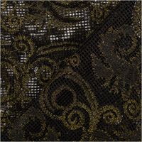 Paillettenstoff Ornamente Spitze gold schwarz 1,25m Breite zwei Lagen schwarzer Netzstoff mit goldenen Pailletten und Ornamenten, einlagig übereinandergelegt