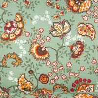 Blumenmuster auf grünem Hintergrund mit verschnörkeltem Design