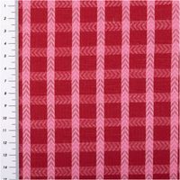 Baumwollstoff Dobby garngefärbt Karos rot pink 1,45m Breite Dobby-Karomuster Baumwollgewebe in Pink und Rot, Stoff mit Maßbandanschnitt links im Bild