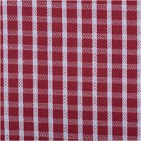 Baumwollstoff Dobby garngefärbt Karos bordeaux hellblau 1,45m Breite Baumwollstoff mit Dobby-Karos in bordeaux und hellblau, Nahaufnahme des Stoffmusters
