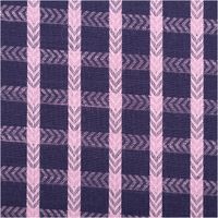 Baumwollstoff Dobby garngefärbt Karos marineblau flieder 1,45m Breite Nahaufnahme von gewebtem Baumwollstoff mit violettem Karo-Muster und feinen Garnstreifen