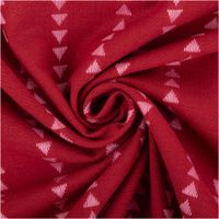 Baumwollstoff Dobby garngefärbt Zackenstreifen rot rosa 1,45m Breite Roter Baumwollstoff mit rosa Zackenlinien, dekorativ zur Spirale gedreht und Struktur gut erkennbar