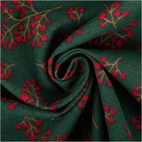 Weihnachtsstoff Dekostoff Halbpanama Winter Berry Bloom Beerenzweige dunkelgrün rot 1,40m Breite Grün-gemusterter Stoff mit roten Beeren und Zweigen