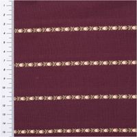 Baumwollstoff Dobby Blümchenstreifen bordeaux 1,42m Breite bordeauxfarbener Dobby Baumwollstoff mit cremefarbenen Blumenstreifen und Lineal am Rand