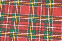 Abwaschbarer Tischdeckenstoff mit rot-grünem Tartan-Karo, Detailaufnahme der Oberfläche.