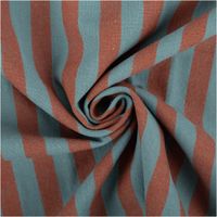 Baumwollstoff Meterware YARN DYED Streifen rostbraun hellblau 1,45m Breite Stoff aus Baumwolle mit rostbraun und hellblau gestreiftem Muster, spiralförmig gelegt