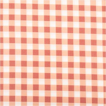 Baumwollstoff Meterware Popeline Vichy Karo rot apricot weiß 1,48m Breite Nahaufnahme Baumwollstoff mit Karo-Muster in Rot, Apricot und Weiß
