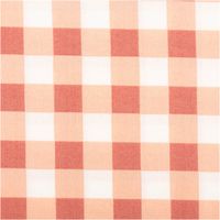 Detailansicht Stoff aus Baumwolle mit Vichy Karo in Rot, Apricot und Weiß