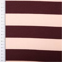 Sommersweat French Terry Streifen bordeaux zartrosa 1,48m Breite Sommersweat Material mit breiten bordeaux und zartrosa Streifen, links ein Maßband zur Orientierung
