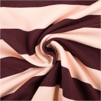 Sommersweat French Terry Streifen bordeaux zartrosa 1,48m Breite French Terry Stoff spiralförmig gelegt, Streifenmuster in bordeaux und zartrosa