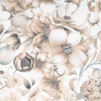 Baumwollstoff Trachtenstoff Classic Rosen beige feinfaedig und seidig glatt 1, 40m Breite Detailaufnahme des floralen Musters in Beige und Weiss auf Baumwollstoff mit weicher Textur.