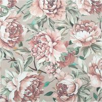 Baumwollstoff Trachtenstoff Classic Rosen mintgrün rosa feinfädig und seidig glatt 1,40m Breite Detailaufnahme eines floralen Stoffmusters mit Rosen in Rosa und Gruen auf beigem Hintergrund.