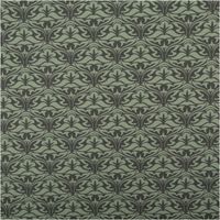 Baumwollstoff Trachtenstoff Classic Ornamente klein grün feinfaedig und seidig glatt 1,40m Breite Detailaufnahme des floralen Stoffmusters in Grün und Schwarz, symmetrisch angeordnet.