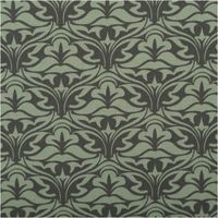 Baumwollstoff Trachtenstoff Classic Ornamente klein grün feinfaedig und seidig glatt 1,40m Breite Stoff mit symmetrischem floralen Muster in Dunkelgrün und Schwarz, Gesamtansicht der Wiederholung.