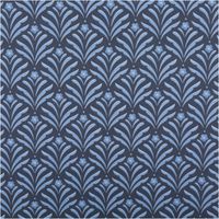 Baumwollstoff Trachtenstoff Classic Ornamente klein blau feinfädig und seidig glatt 1,40m Breite Dunkelblauer Stoff mit hellblauem floralen Muster in symmetrischer Anordnung.