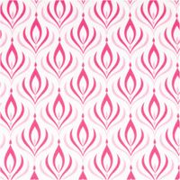 Baumwollstoff Trachtenstoff Retro Ornamente weiß pink feinfädig und seidig glatt 1,40m Breite Leuchtender rosa Stoff mit symmetrischem Muster, scharf definierte Formen auf weissem Hintergrund.