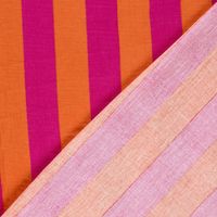 Musselin Stoff Streifen orange pink: Vorderseite und Rückseite im Vergleich Musselin Stoff Streifen orange pink: Vorderseite und Rückseite im Vergleich