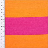 Musselin Stoff Streifen orange pink 1,50m Breite Musselin Stoff Streifen orange pink mit Maßband zur Breite der Streifen