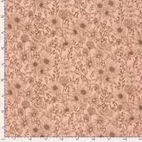 Musselin Stoff Blumen altrosa braun mit Maßstab, 150cm Stoffbreite Musselin Stoff Blumen altrosa braun mit Maßstab, 150cm Stoffbreite