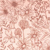 Musselin Stoff Blumen altrosa braun 1,50m Breite Nahaufnahme des Musselin Stoffs Blumen altrosa braun: feine Linienzeichnung der Blüten