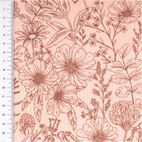 Musselin Stoff Blumen altrosa braun 1,50m Breite Musselin Stoff Blumen altrosa braun mit Maßband zur Größe der Blüten