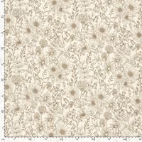 Musselin Stoff Blumen wollweiß beige mit Maßstab, 150cm Stoffbreite