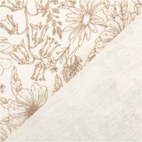 Musselin Stoff Blumen wollweiß beige: Vorderseite und Rückseite im Vergleich