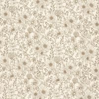 Musselin Stoff Blumen wollweiß beige, flach ausgebreitet mit Musterrapport Musselin Stoff Blumen wollweiß beige, flach ausgebreitet mit Musterrapport
