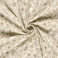 Musselin Stoff Blumen wollweiß beige, gerafft für den Fall des Stoffes Musselin Stoff Blumen wollweiß beige, gerafft für den Fall des Stoffes