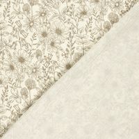 Musselin Stoff Blumen wollweiß beige: Vorderseite und Rückseite im Vergleich Musselin Stoff Blumen wollweiß beige: Vorderseite und Rückseite im Vergleich