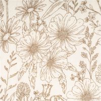 Musselin Stoff Blumen wollweiß beige 1,50m Breite Nahaufnahme des Musselin Stoffs Blumen wollweiß beige: feine Linienzeichnung der Blüten