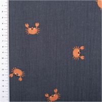 Musselin Stoff Krebse marineblau 1,50m Breite Musselin Stoff Krebse marineblau mit Maßband zur Größe der Motive